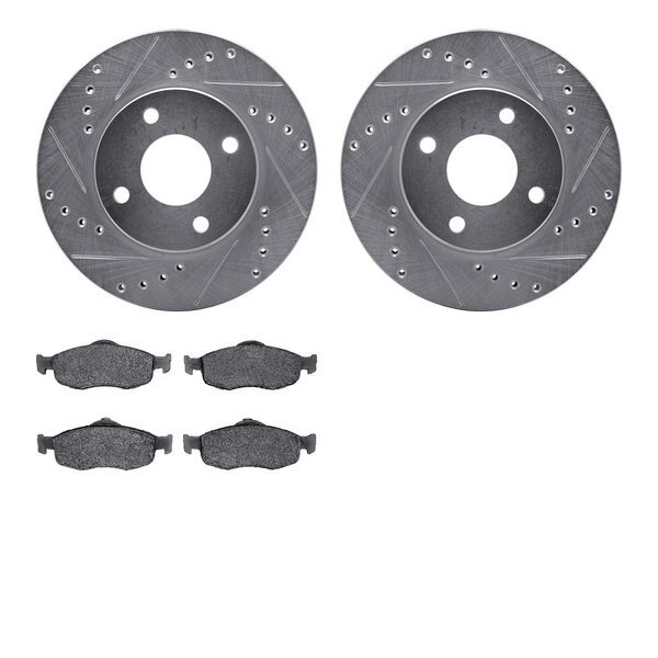 7302-56019, Rotors-Drilled and Slotted-Silver with 3000 Series Ceramic Brake Pads, Zinc Coated, Dynamic Friction Co, Mfr#: 7302-56019